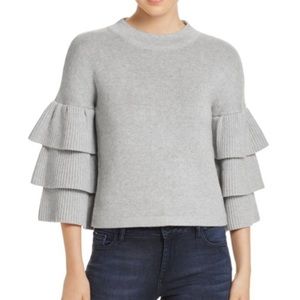 Endless Rose Gray Tiered Ruffle Sleeve Sweater